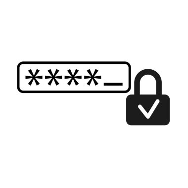 Şifre kilidi simgesi. Güvenlik giriş alanı. Gizlilik kontrolü konsepti. Güvenli koruma unsuru. EPS 10.