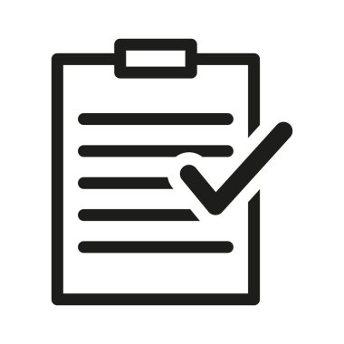 Kontrol listesi panosu simgesi. Büyük kontrol işareti detayı. Siyah çizgili grafik. Vektör görev sembolü. EPS 10.