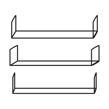 Doğrusal raf tasarımları. Minimalist mobilya konsepti. Siyah ve beyaz çizgiler. Modern depolama düzeni. EPS 10.