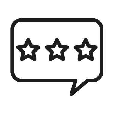 Üç yıldızlı reyting. Siyah beyaz taslak. Basit vektör tasarımı. Geri bildirim sembolü. EPS 10.