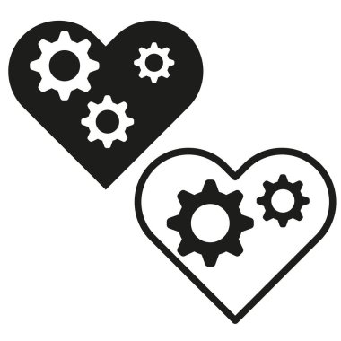 Kalp ikonu. Vites içeride. Mekanik konsept. Vektör sembolü. EPS 10.