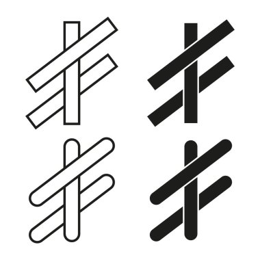 Soyut hashtag simgeleri. Geometrik çizgi vektörü. Çapraz sembol çizimi. Modern siyah şekiller. EPS 10.