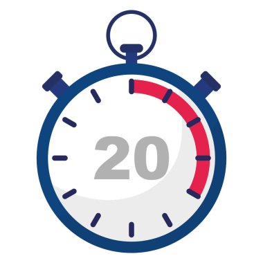 Stopwatch geri sayım simgesi. 20 numara odaklan. Zamanlayıcı ölçüm aracı. Doğru saat sembolü. EPS 10.