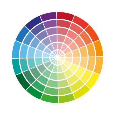 Renkli spektrum çemberi. Eşmerkezli eğim halkaları. Sanatsal renk çarkı. Vektör çizimi. EPS 10