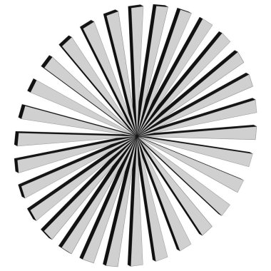 Yayılan çizgiler. Geometrik optik illüzyon. Siyah ve beyaz vektör. Soyut simetri. EPS 10.