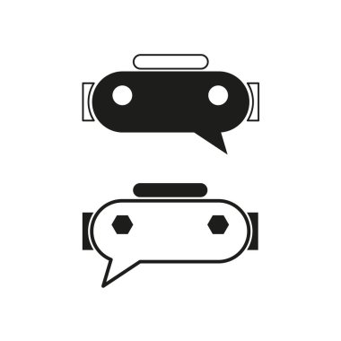 Chatbot simgesi. Yapay zeka sembolü. İletişim teknolojisi vektörü. Dijital etkileşim grafiği. EPS 10.