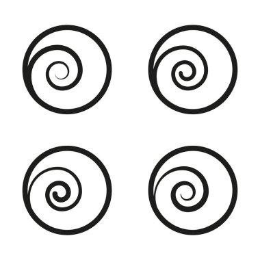 Bir dizi spiral. Soyut siyah desenler. Minimalist dairesel şekiller. Vektör çizimi. EPS 10.