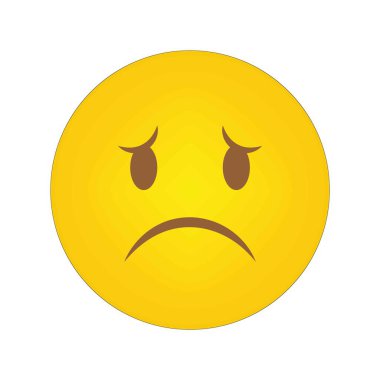 Üzgün emoji ikonu. Sarı yuvarlak surat. Duygusal negatif sembol. Basit dijital tasarım. EPS 10.
