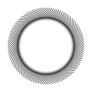 Soyut dairesel çerçeve. Dönen siyah çizgiler. Geometrik oyuk şekil. Modern asgari element. EPS 10.