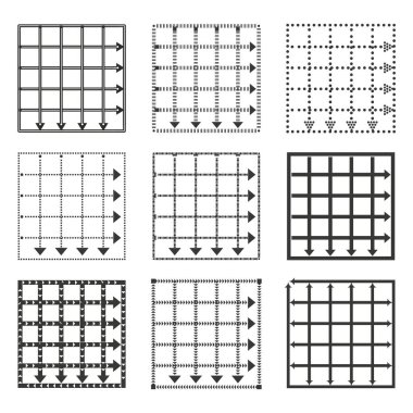Hedef simgeleri. Dairesel eşmerkezli semboller. Grunge siyah desenleri. Vektör atışı hedefliyor. EPS 10.