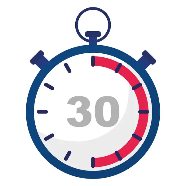 Stopwatch geri sayım simgesi. Otuz numara odaklan. Zamanlayıcı ölçüm aracı. Doğru saat sembolü. EPS 10.