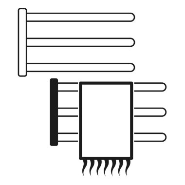 Mikroçip çizimi. Devre tahtası tasarımı. Siyah ve beyaz şema. Teknoloji vektör sembolü. EPS 10.