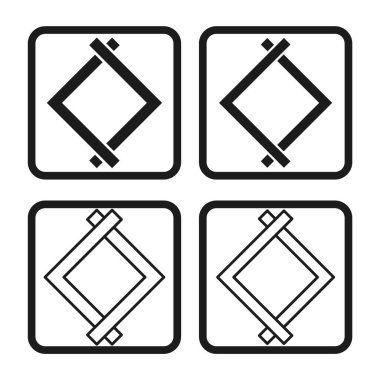 Geometrik simge. Soyut kare tasarımı. Çizgi deseni sembolü. Siyah dekoratif şekilli. EPS 10.