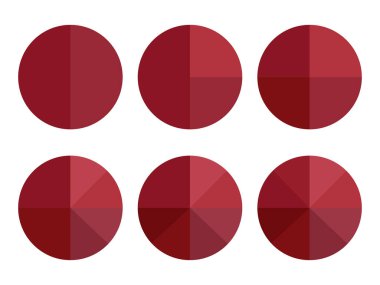 Gradyan daire seti. Kırmızı tonlu. Dairesel soyut simge. Basit vektör şekilleri. EPS 10.