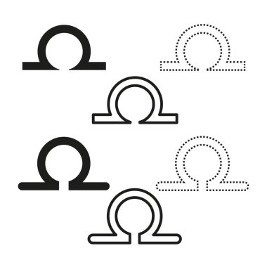 Terazi burç simgeleri. Minimalist tasarım seti. Siyah ve beyaz semboller. Modern vektör çizimleri. EPS 10.