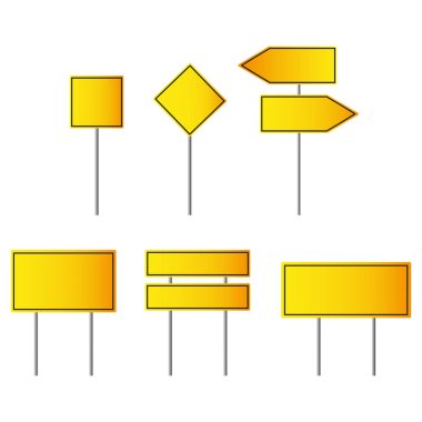 Sarı yol işaretleri. Boş trafik sembolleri. Minimum ok dizaynı. Vektör çizimi. EPS 10.