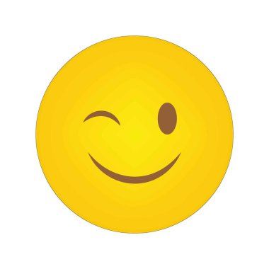 Göz kırpan emoji surat. Sarı gülen yüz ikonu. Mutlu yüz ifadesi. Vektör çizimi. EPS 10.