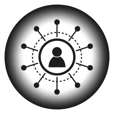 Sosyal bağlantı simgesi. Ağ etkileşimi konsepti. Siyah beyaz grafik. Kişisel düğüm sistemi. EPS 10.