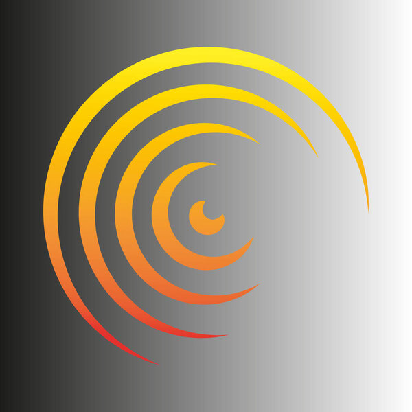 Gradient spiral icon. Orange and yellow arc. Futuristic circular wave. Vector abstract. EPS 10.