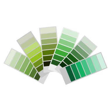 Yeşil renk paleti. Tasarım için gradyan kumaşlar. Doğa ilham verici melodiler. Taze yeşil vektör. EPS 10.