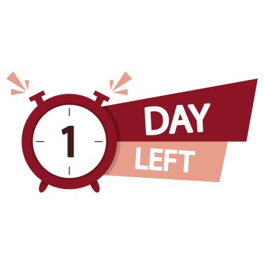 Geri sayım zamanlayıcısı tasarımı. Bir gün kaldı. Bir numaralı cesur simge. Kırmızı geri sayım vektörü. EPS 10.