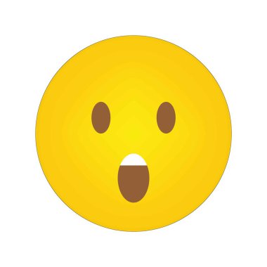 Şaşırmış emoji suratı. Sarı şok ifadesi. Ağız simgesini aç. Çizgi film reaksiyon sembolü. EPS 10.