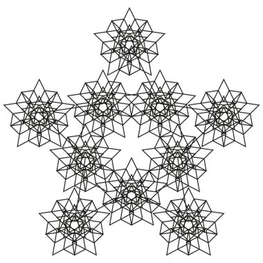 Geometrik yıldız deseni. Noktalı çizgi şekilleri. Simetrik vektör motifi. Soyut siyah form. EPS 10.