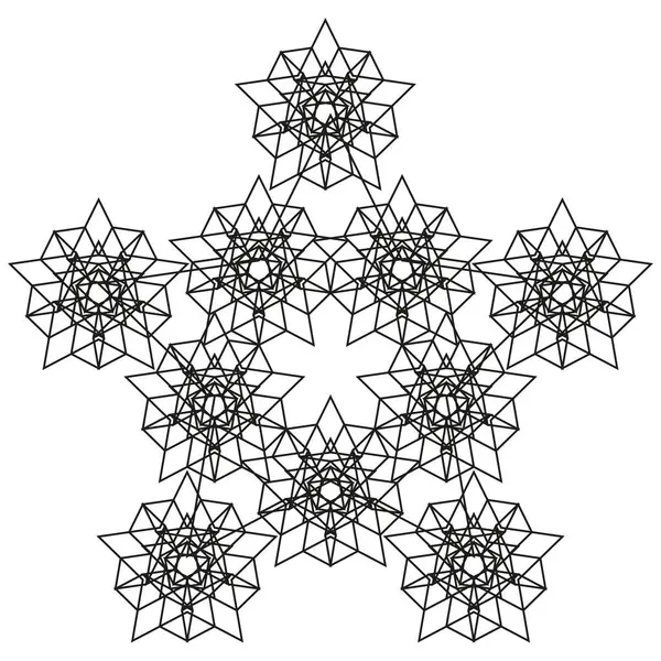 Geometrik yıldız deseni. Noktalı çizgi şekilleri. Simetrik vektör motifi. Soyut siyah form. EPS 10.