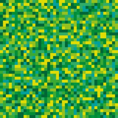 Piksel kare desenli. Yeşil sarı doku. Dijital dikişsiz arka plan. Vektör karo yüzeyi. EPS 10.