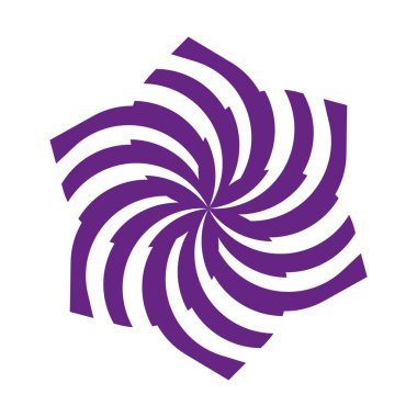 Girdap şeklinde. Mor dönen sembol. Soyut spiral figür. Vektör amblemi tasarımı. EPS 10.