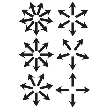 Ok yıldızı figürü. Yön patlama şekli. Navigasyon okları simgesi. Vektör radyal sembol. EPS 10.