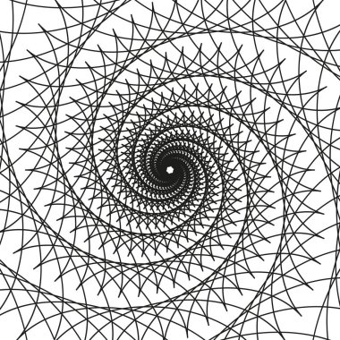 Spiral ağ ağı. Siyah doğrusal desen. Soyut geometrik şekil. Vektör optik illüzyon. EPS 10.