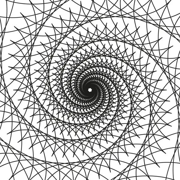 Spiral ağ ağı. Siyah doğrusal desen. Soyut geometrik şekil. Vektör optik illüzyon. EPS 10.