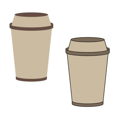 Kahve fincanı ikonu. Kağıt içecek kabı. Bej kahverengi vektör. Sıcak içecek sembolü. EPS 10.