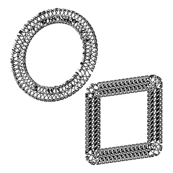 Metal halka şeklinde. Zincir kare element. Soyut gümüş figür. Vektör döngü sembolü. EPS 10.