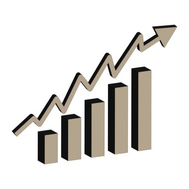 Büyüme grafiği simgesi. Yükselen barın sembolü. Vektör ilerlemesi oku. İş diyagramı şekli. EPS 10.