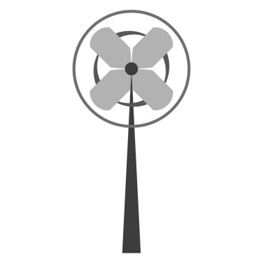 Rüzgar türbini simgesi. Yenilenebilir enerji vektörü. Minimum fan şekli. Siyah beyaz arka plan. EPS 10.