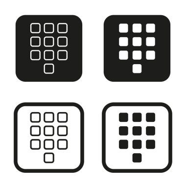 Uygulama menüsü simgeleri. Şebeke nokta sembolleri. Vektör mobil düğmeler. Kare yerleşim şekilleri. EPS 10.