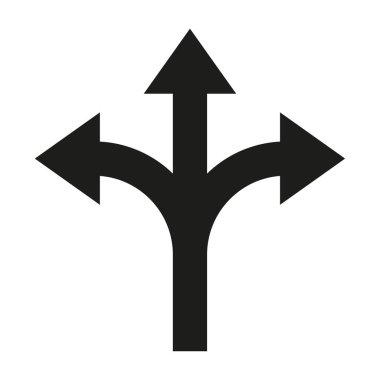 Üçlü ok ikonu. Sol sağ yukarı. Navigasyon yol vektörü. Yol yön sembolü. EPS 10.
