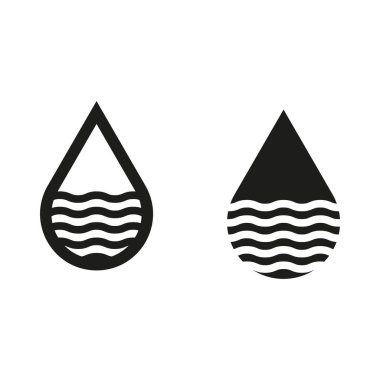 Su damlası ikonu. Sıvı dalga sembolü. Vektör akışkan şekli. Basit siyah illüstrasyon. EPS 10.
