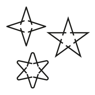 Soyut yıldız simgesi. Ana hatlarıyla yıldız şeklinde. Yaratıcı vektör sembolü. Siyah çizgi tasarımı. EPS 10.