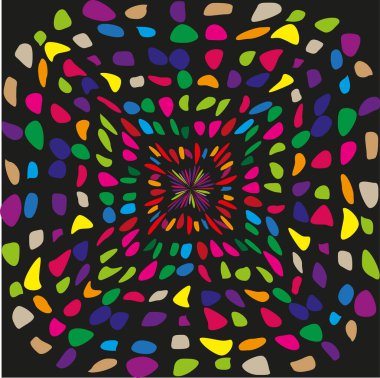 Spiral nokta deseni. Renkli soyut şekil. Vektör radyal formu. Çok renkli girdap sembolü. EPS 10.