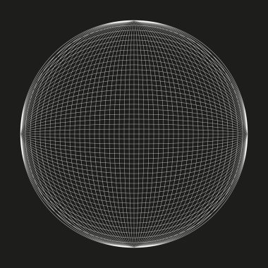 Parlak kablo küresi. Beyaz ızgara illüzyonu. Yuvarlak soyut şekil. Vektör ağ küresi. EPS 10.