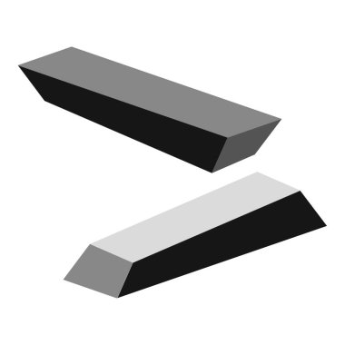 Üç boyutlu şekillere eğilmiş. İzometrik blok vektörü. Geometrik perspektif formu. Tek renkli soyut nesne. EPS 10.