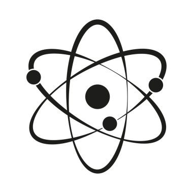 Atomik yapı sembolü. Bilim molekülü ikonu. Vektör kimyasal elementi. Nükleer fizik diyagramı. EPS 10.