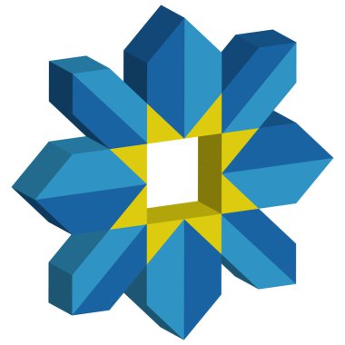 Geometrik yıldız sembolü. Soyut keskin çokgen. Simetrik mavi şekil. Vektör modern çizim. EPS 10.