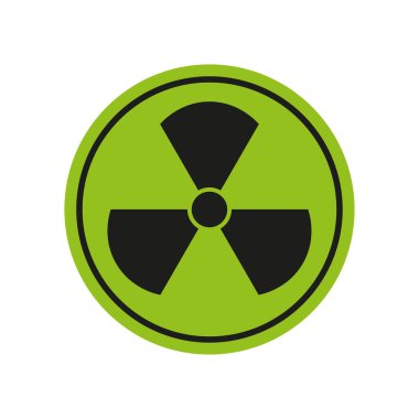 Radyoaktif uyarı simgesi. Toksik radyasyon vektörü. Tehlike enerji sembolü. Yeşil daire şeklinde. EPS 10.
