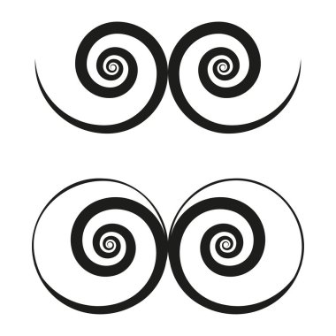 Çift sarmal ikon. Döndürme şekli vektörü. Dairesel çizgi figürü. Soyut hareket formu. EPS 10.