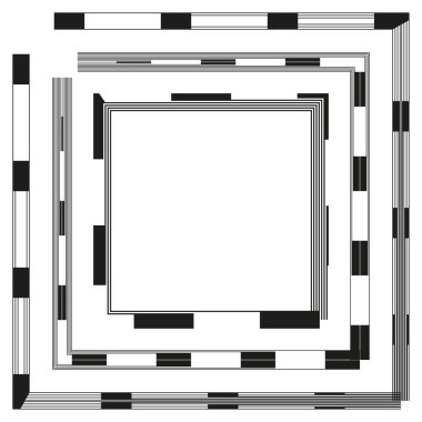 Geometrik kare çerçeve. Soyut vektör kenarı. Labirent desen elemanı. Eşmerkezli çizgi tasarımı. EPS 10.