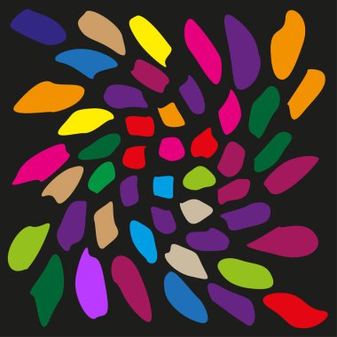 Renkli damlalar. Parlak gözyaşı şekilleri. Vektör sıvı tasarımı. Gökkuşağı sıçrama elementleri. EPS 10.